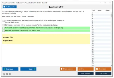 Acquia Acquia-Certified-Site-Builder-D8 Acquia Certified Site Builder - Drupal 8 Practice test exam simulator test engine exam Prep practice test questions answers Image 5