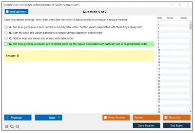 Cloudera CCD-410 Cloudera Certified Developer for Apache Hadoop (CCDH) Practice test exam simulator test engine exam Prep practice test questions answers Image 5
