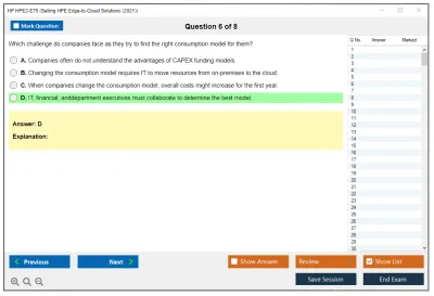 HP HPE2-E75 Selling HPE Edge-to-Cloud Solutions (2021) Practice test exam simulator test engine exam Prep practice test questions answers Image 6