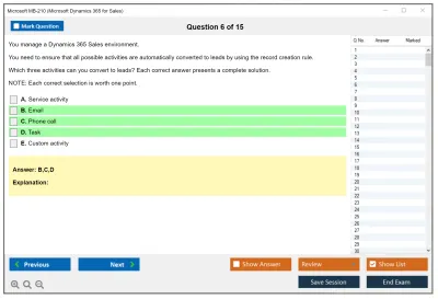 Microsoft MB-210 Microsoft Dynamics 365 for Sales Practice test exam simulator test engine exam Prep practice test questions answers Image 6