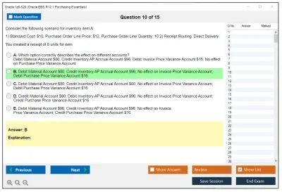 Oracle 1z0-520 Oracle EBS R12.1 Purchasing Essentials Practice test exam simulator test engine exam Prep practice test questions answers Image 10