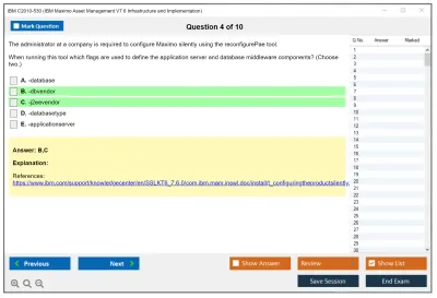 IBM C2010-530 IBM Maximo Asset Management V7.6 Infrastructure and Implementation Practice test exam simulator test engine exam Prep practice test questions answers Image 4