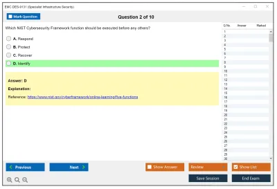 EMC DES-9131 Specialist - Infrastructure Security Exam Practice test exam simulator test engine exam Prep practice test questions answers Image 2