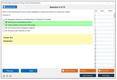 Test Prep LEED Leadership in Energy and Environmental Design Practice test exam simulator test engine exam Prep practice test questions answers Image 5