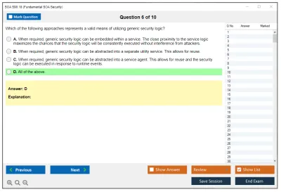 SOA S90.18 Fundamental SOA Security Practice test exam simulator test engine exam Prep practice test questions answers Image 6