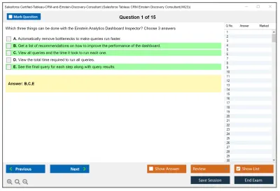 Salesforce Certified-Tableau-CRM-and-Einstein-Discovery-Consultant Salesforce Tableau CRM Einstein Discovery Consultant Practice test exam simulator test engine exam Prep practice test questions answers Image 1