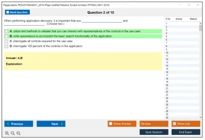 Pegasystems PEGAPCRSA80V1_2019 Pega Certified Robotics System Architect (PCRSA) 80V1 2019 Practice test exam simulator test engine exam Prep practice test questions answers Image 2