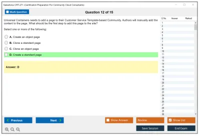 Salesforce CRT-271 Salesforce Certification Preparation For Community Cloud Consultants Practice test exam simulator test engine exam Prep practice test questions answers Image 12