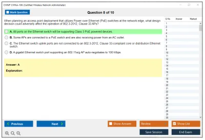 CWNP CWNA-106 Certified Wireless Network Administrator Practice test exam simulator test engine exam Prep practice test questions answers Image 8
