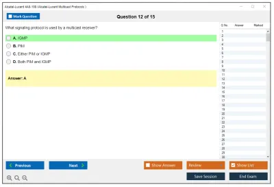 Alcatel-Lucent 4A0-108 Nokia Multicast Protocols Practice test exam simulator test engine exam Prep practice test questions answers Image 12