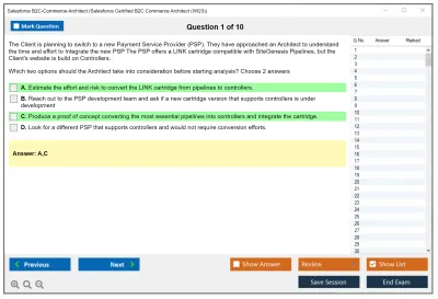 Salesforce B2C-Commerce-Architect Salesforce Certified B2C Commerce Architect Practice test exam simulator test engine exam Prep practice test questions answers Image 1