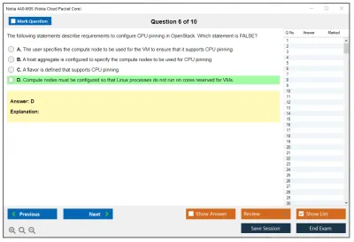 Nokia 4A0-M05 Nokia Cloud Packet Core Practice test exam simulator test engine exam Prep practice test questions answers Image 6
