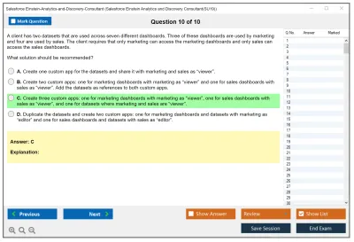 Salesforce Einstein-Analytics-and-Discovery-Consultant Salesforce Einstein Analytics and Discovery Consultant Practice test exam simulator test engine exam Prep practice test questions answers Image 10