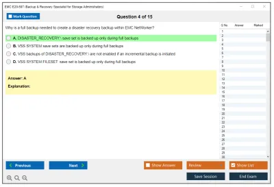 EMC E20-597 Backup & Recovery Specialist for Storage Administrators Practice test exam simulator test engine exam Prep practice test questions answers Image 4