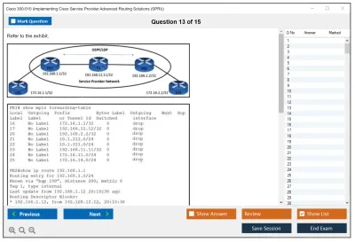 Cisco 300-510 Implementing Cisco Service Provider Advanced Routing Solutions Practice test exam simulator test engine exam Prep practice test questions answers Image 13