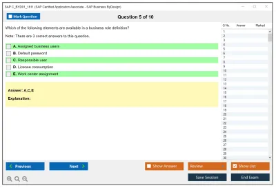 SAP C_BYD01_1811 SAP Certified Application Associate - SAP Business ByDesign Practice test exam simulator test engine exam Prep practice test questions answers Image 5