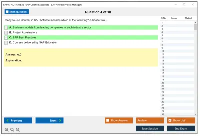 SAP C_ACTIVATE13 SAP Certified Associate - SAP Activate Project Manager Practice test exam simulator test engine exam Prep practice test questions answers Image 4