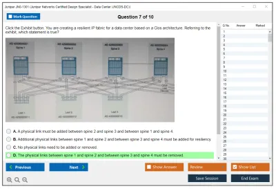 Juniper JN0-1301 Juniper Networks Certified Design Specialist - Data Center (JNCDS-DC) Practice test exam simulator test engine exam Prep practice test questions answers Image 7