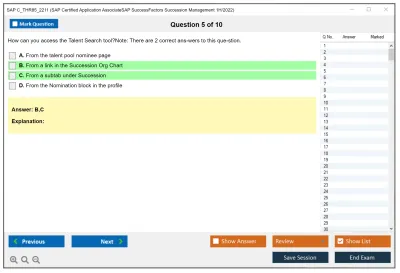 SAP C_THR85_2211 SAP Certified Application AssociateSAP SuccessFactors Succession Management 1H/2022 Practice test exam simulator test engine exam Prep practice test questions answers Image 5