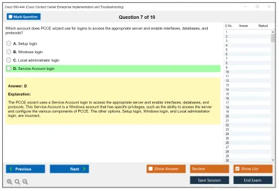 Cisco 500-444 Cisco Contact Center Enterprise Implementation and Troubleshooting Practice test exam simulator test engine exam Prep practice test questions answers Image 7