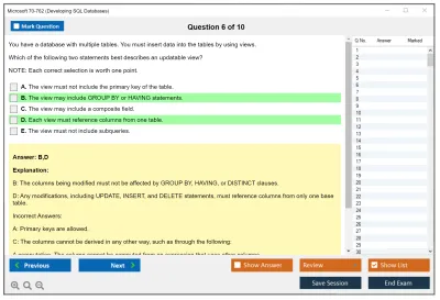 Microsoft 70-762 Developing SQL Databases Practice test exam simulator test engine exam Prep practice test questions answers Image 6