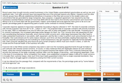 TOEFL TOEFL-Reading-Comprehension Test of English as a Foreign Language - Reading Comprehension Practice test exam simulator test engine exam Prep practice test questions answers Image 5