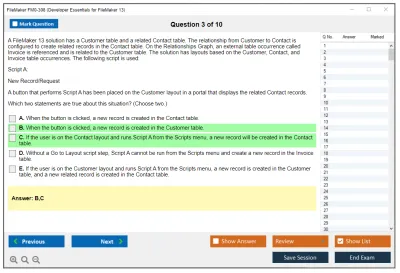 FileMaker FM0-308 Developer Essentials for FileMaker 13 Practice test exam simulator test engine exam Prep practice test questions answers Image 3
