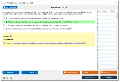Veeam VMCE2020 Veeam Certified Engineer 2020 Practice test exam simulator test engine exam Prep practice test questions answers Image 7