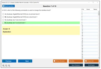 Huawei H31-211 Huawei Certified Network Associate - HCDA (Carrier IP) Practice test exam simulator test engine exam Prep practice test questions answers Image 7