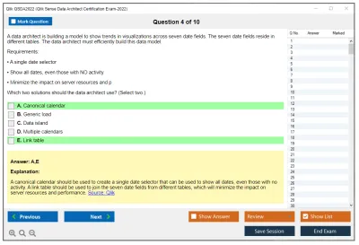 Qlik QSDA2022 Qlik Sense Data Architect Certification Exam 2022 Practice test exam simulator test engine exam Prep practice test questions answers Image 4