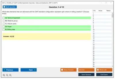 SAP C_TSCM62_67 SAP Certified Associate - Sales and Distribution, ERP 6.0 EhP7 Practice test exam simulator test engine exam Prep practice test questions answers Image 3