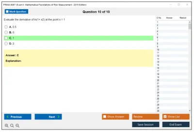 PRMIA 8007 Exam II: Mathematical Foundations of Risk Measurement - 2015 Edition Practice test exam simulator test engine exam Prep practice test questions answers Image 10