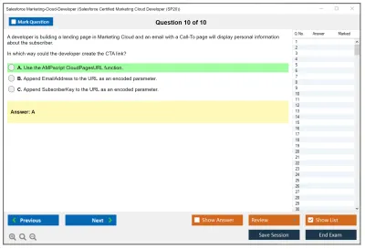 Salesforce Marketing-Cloud-Developer Salesforce Certified Marketing Cloud Developer Practice test exam simulator test engine exam Prep practice test questions answers Image 10