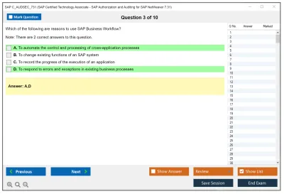 SAP C_AUDSEC_731 SAP Certified Technology Associate - SAP Authorization and Auditing for SAP NetWeaver 7.31 Practice test exam simulator test engine exam Prep practice test questions answers Image 3