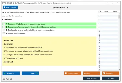 SAP C_C4H225_12 SAP Certified Associate - Implementation Consultant - SAP Emarsys Customer Engagement Practice test exam simulator test engine exam Prep practice test questions answers Image 5
