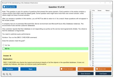 Microsoft 70-764 Administering a SQL Database Infrastructure Practice test exam simulator test engine exam Prep practice test questions answers Image 15