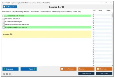 Cisco 642-278 Implementing CUCM for TelePresence Video Solutions (PAIUCMTV) Practice test exam simulator test engine exam Prep practice test questions answers Image 4