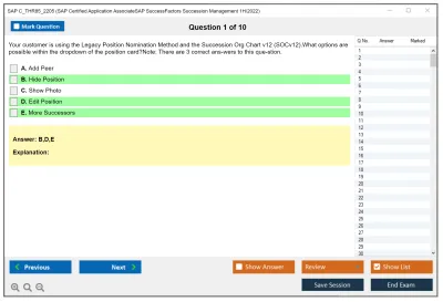 SAP C_THR85_2205 SAP Certified Application AssociateSAP SuccessFactors Succession Management 1H/2022 Practice test exam simulator test engine exam Prep practice test questions answers Image 1