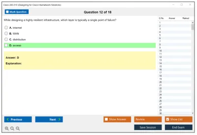 Cisco 200-310 Designing  for Cisco Internetwork Solutions Practice test exam simulator test engine exam Prep practice test questions answers Image 12