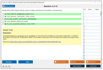 Oracle 1z0-1065-22 Oracle Procurement Cloud 2022 Implementation Professional Practice test exam simulator test engine exam Prep practice test questions answers Image 5