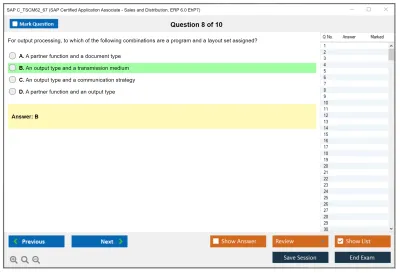 SAP C_TSCM62_67 SAP Certified Associate - Sales and Distribution, ERP 6.0 EhP7 Practice test exam simulator test engine exam Prep practice test questions answers Image 8