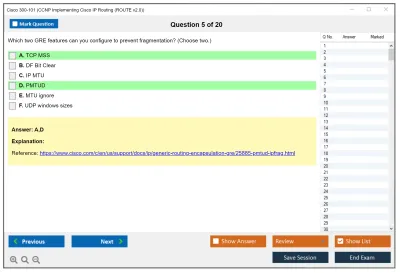 Cisco 300-101 CCNP Implementing Cisco IP Routing (ROUTE v2.0) Practice test exam simulator test engine exam Prep practice test questions answers Image 5