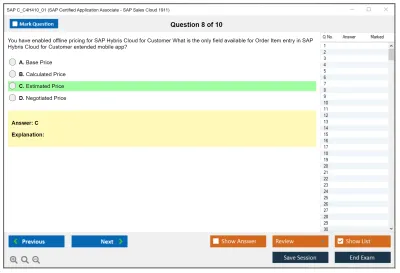 SAP C_C4H410_01 SAP Certified Application Associate - SAP Sales Cloud 1911 Practice test exam simulator test engine exam Prep practice test questions answers Image 8