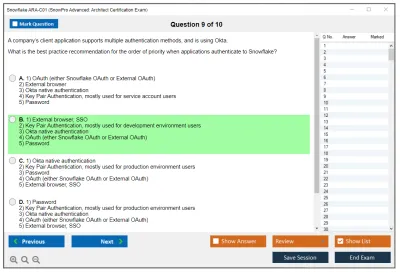 Snowflake ARA-C01 SnowPro Advanced: Architect Certification Exam Practice test exam simulator test engine exam Prep practice test questions answers Image 9