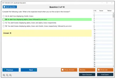 CIW 1D0-635 CIW JavaScript Specialist Practice test exam simulator test engine exam Prep practice test questions answers Image 3