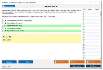 VMware 1V0-21.20 Associate VMware Data Center Virtualization Practice test exam simulator test engine exam Prep practice test questions answers Image 1