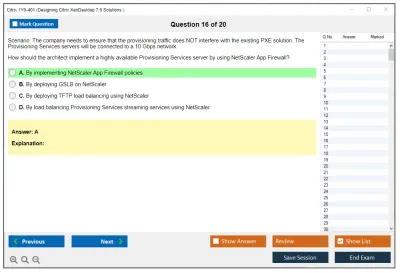 Citrix 1Y0-401 Designing Citrix XenDesktop 7.6 Solutions  Practice test exam simulator test engine exam Prep practice test questions answers Image 16