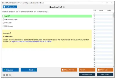 Splunk SPLK-3002 Splunk IT Service Intelligence Certified Admin Exam Practice test exam simulator test engine exam Prep practice test questions answers Image 9