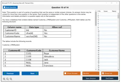 Microsoft 70-761 Querying Data with Transact-SQL Practice test exam simulator test engine exam Prep practice test questions answers Image 10