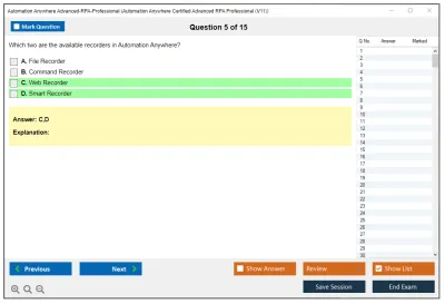 Automation Anywhere Advanced-RPA-Professional Automation Anywhere Certified Advanced RPA Professional (V11) Practice test exam simulator test engine exam Prep practice test questions answers Image 5
